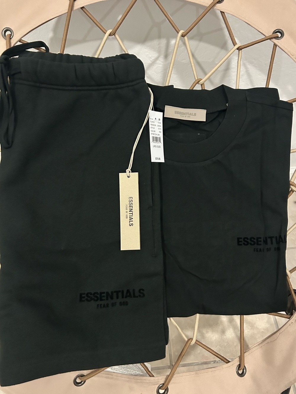Fear of God Essentials Men’s Black Sweatshorts & Tee Set
